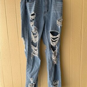 Forever 21 High Rise Blue Distressed Jeans
